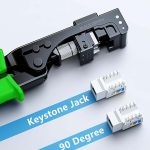 Speed Termination Keystone Tool for 90° Angled RJ45 Jacks, Professional Ethernet Punch Down Tool for Cat5e, Cat6 & Cat6a, Heavy Duty Network Cable Crimper & Wire Cutter 6